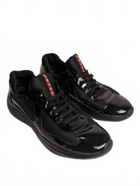 Prada America’s Cup Sneakers Triple Black Patent SZ 12.5